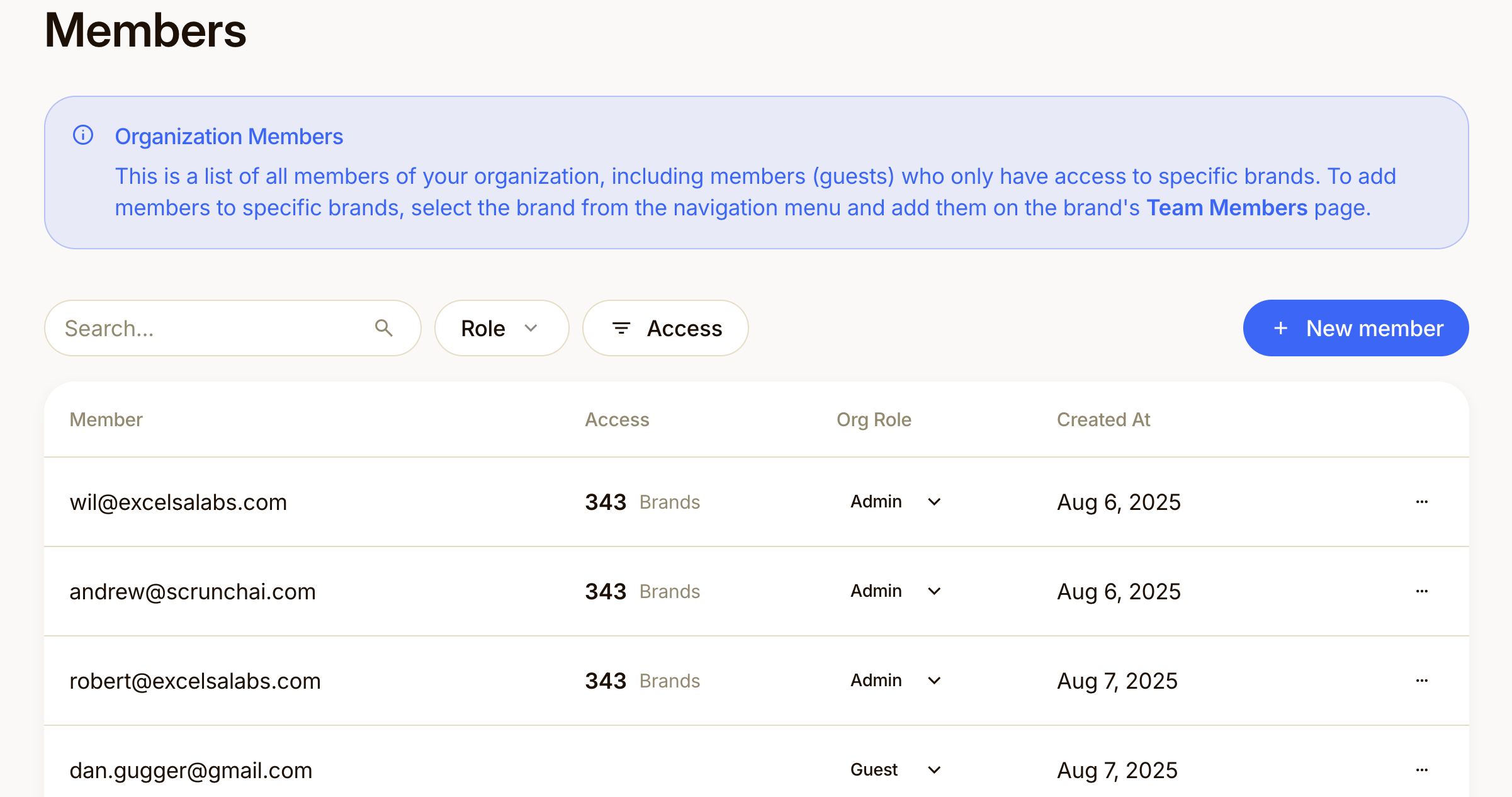 Image of Organization tab in Scrunch
