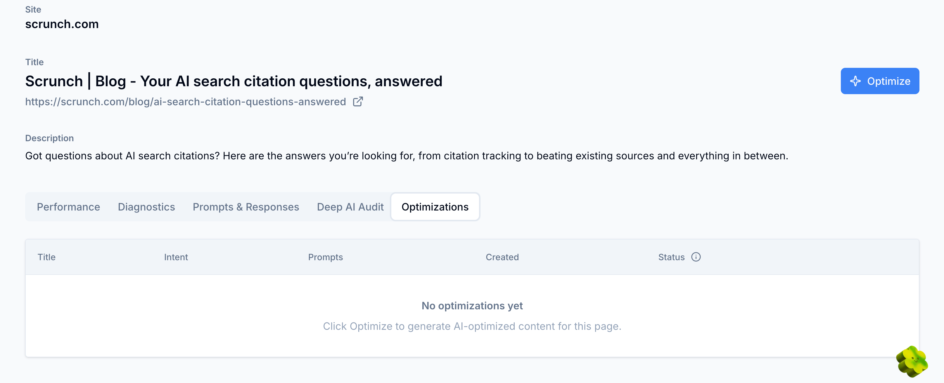 Select Optimize button Select Optimize button