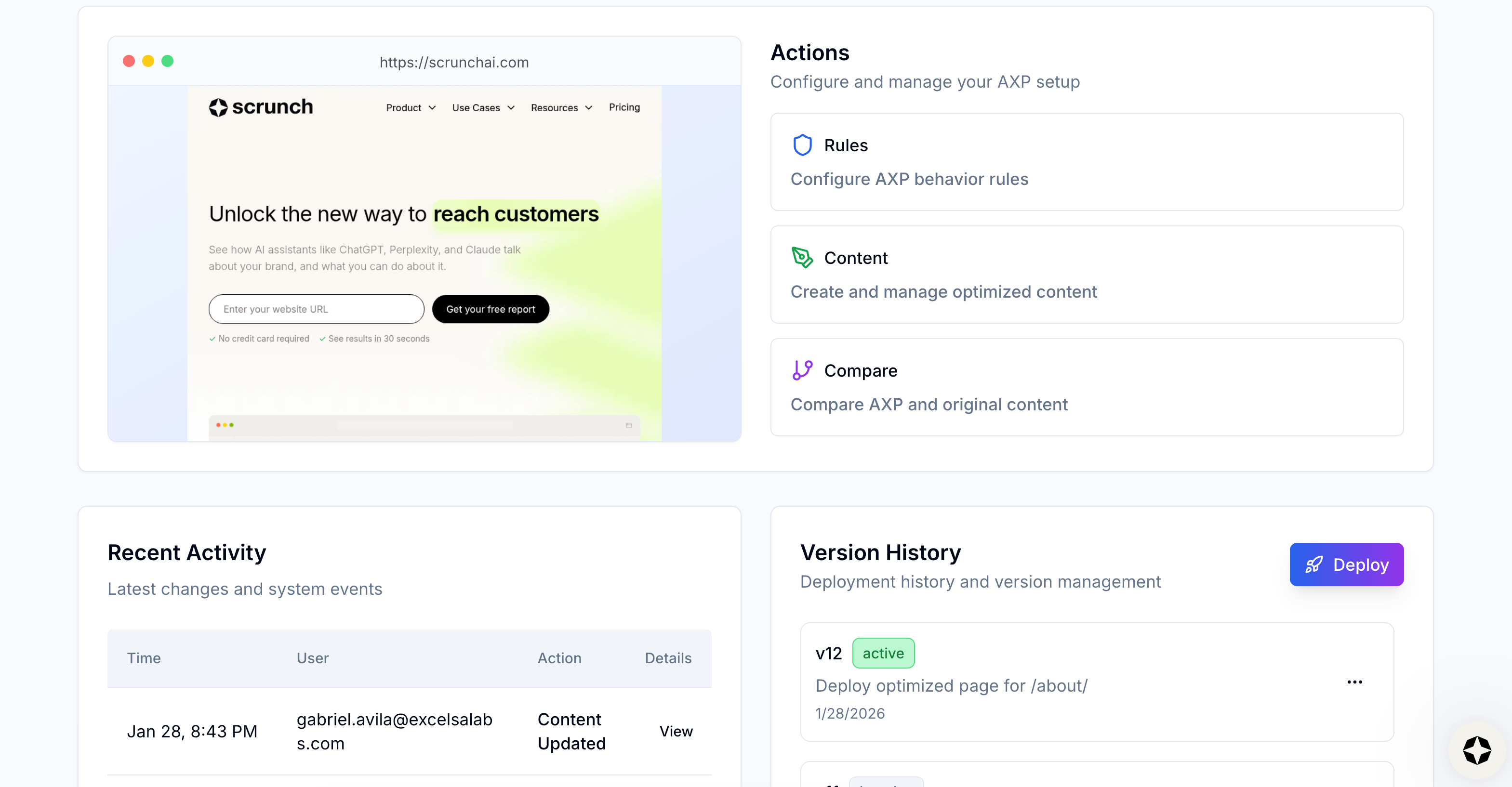 Image from AXP tab in Scrunch