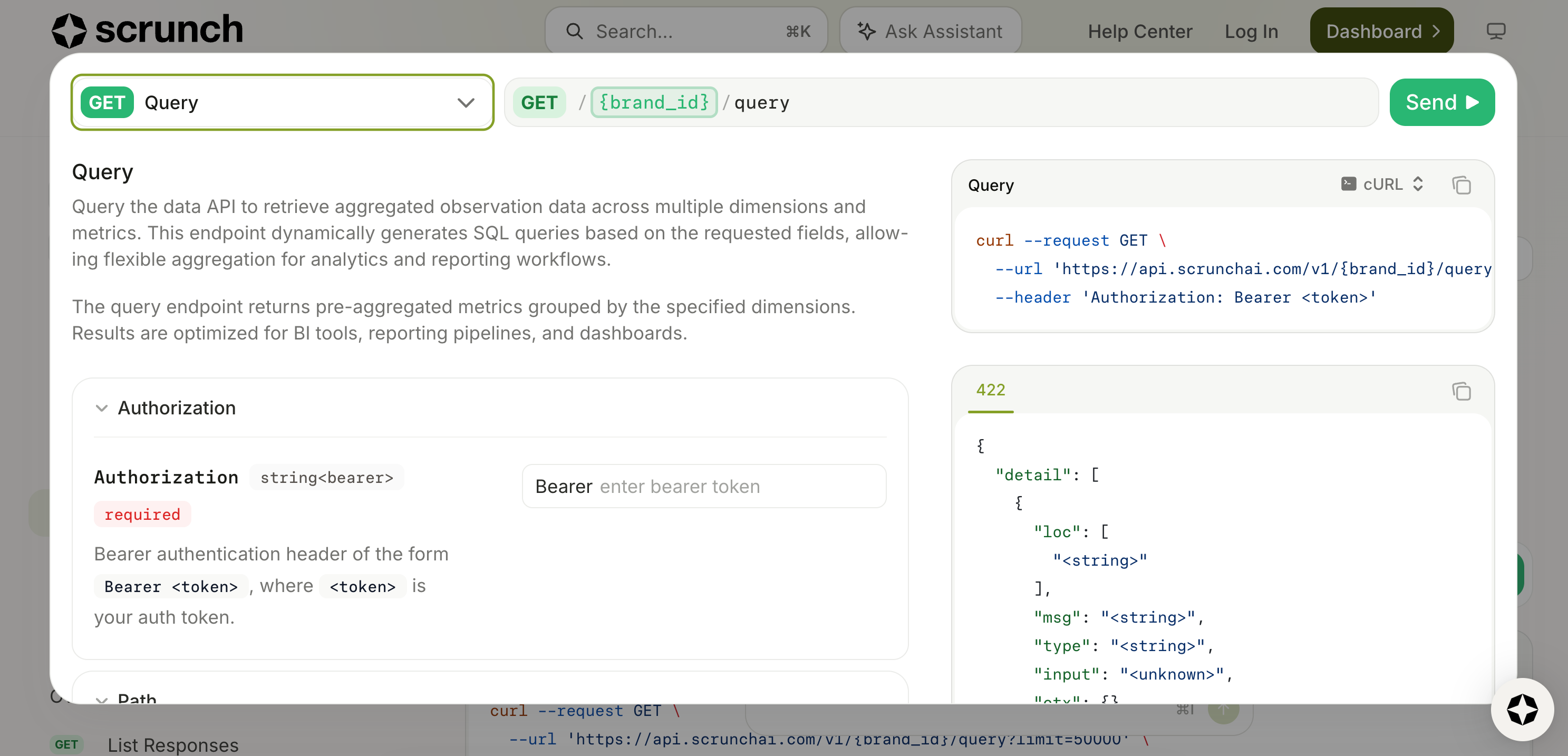 Image of APIs page on Scrunch website