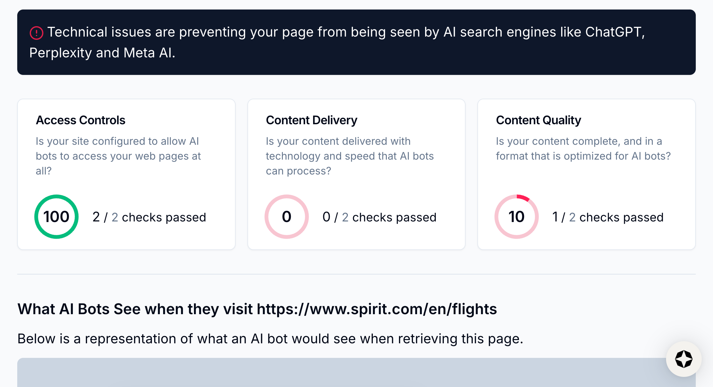 Image from Page Audits tab in Scrunch