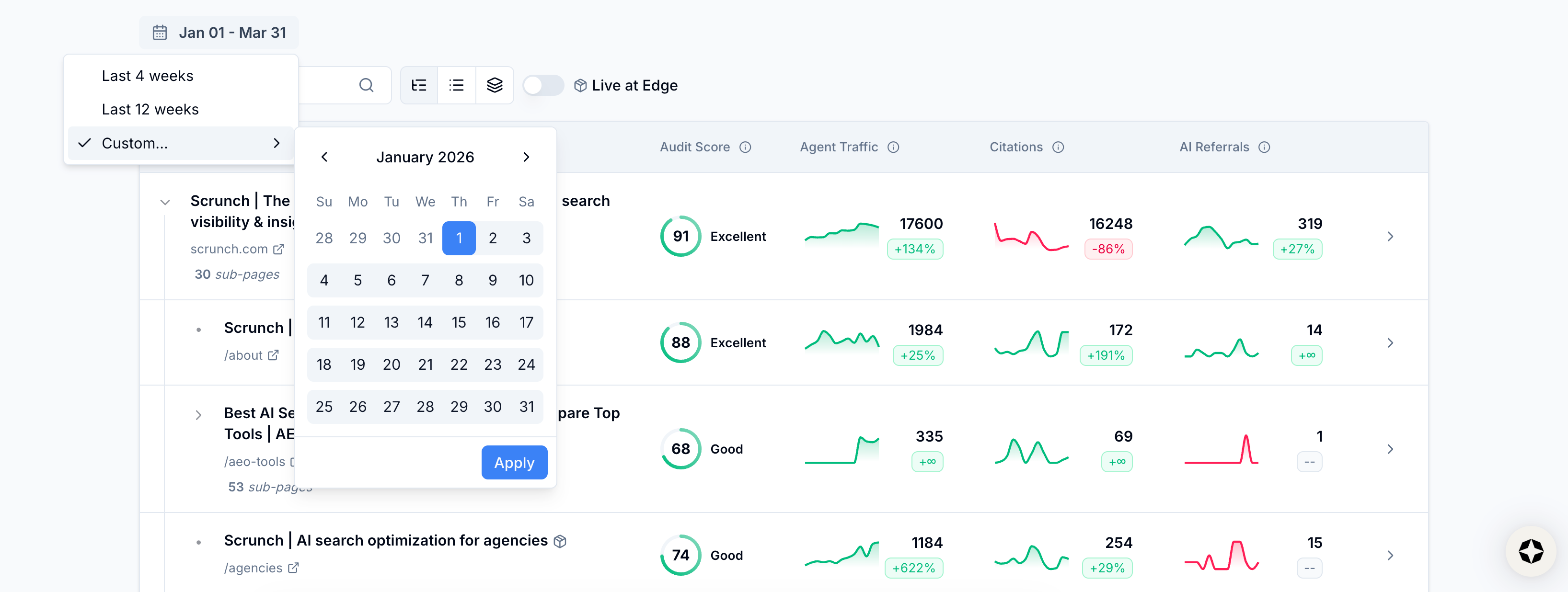 View date options