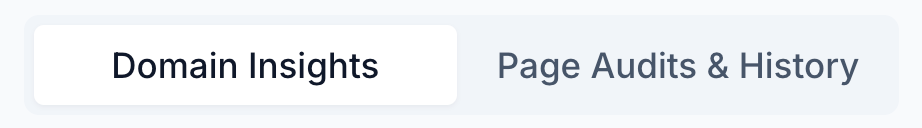View Domain Insights and Page Audits & History