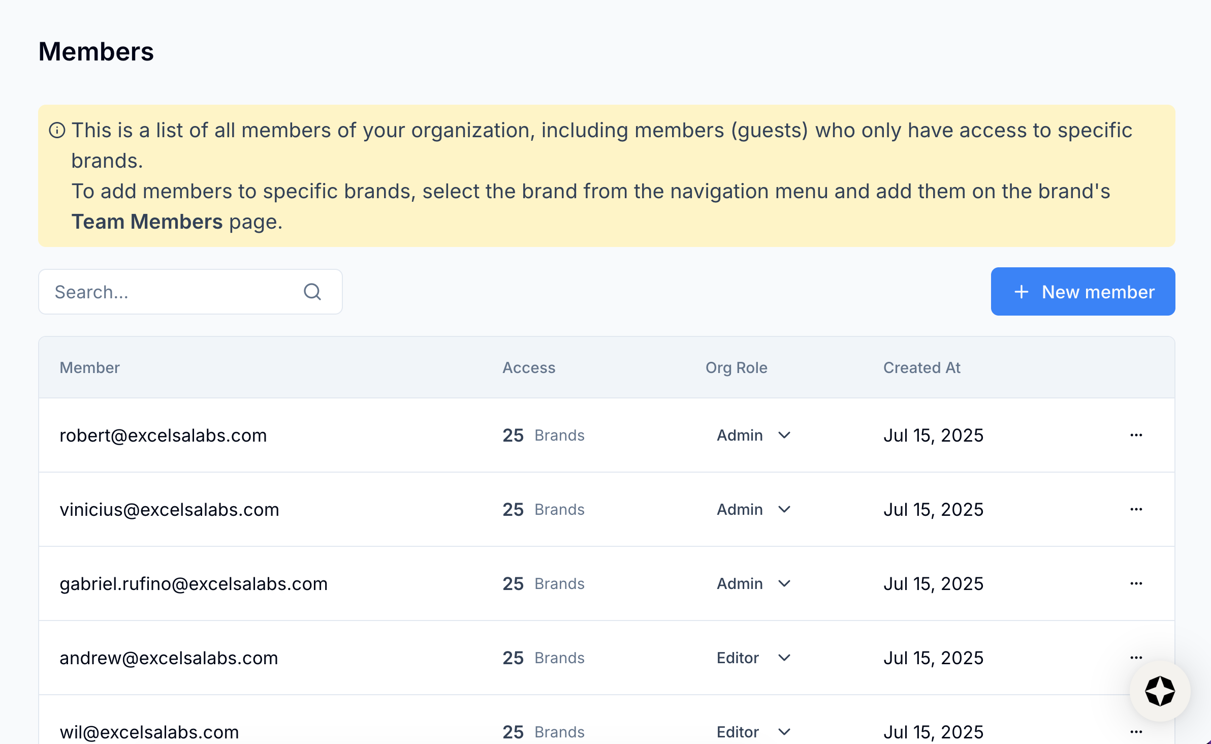 Image of Members screen in Scrunch