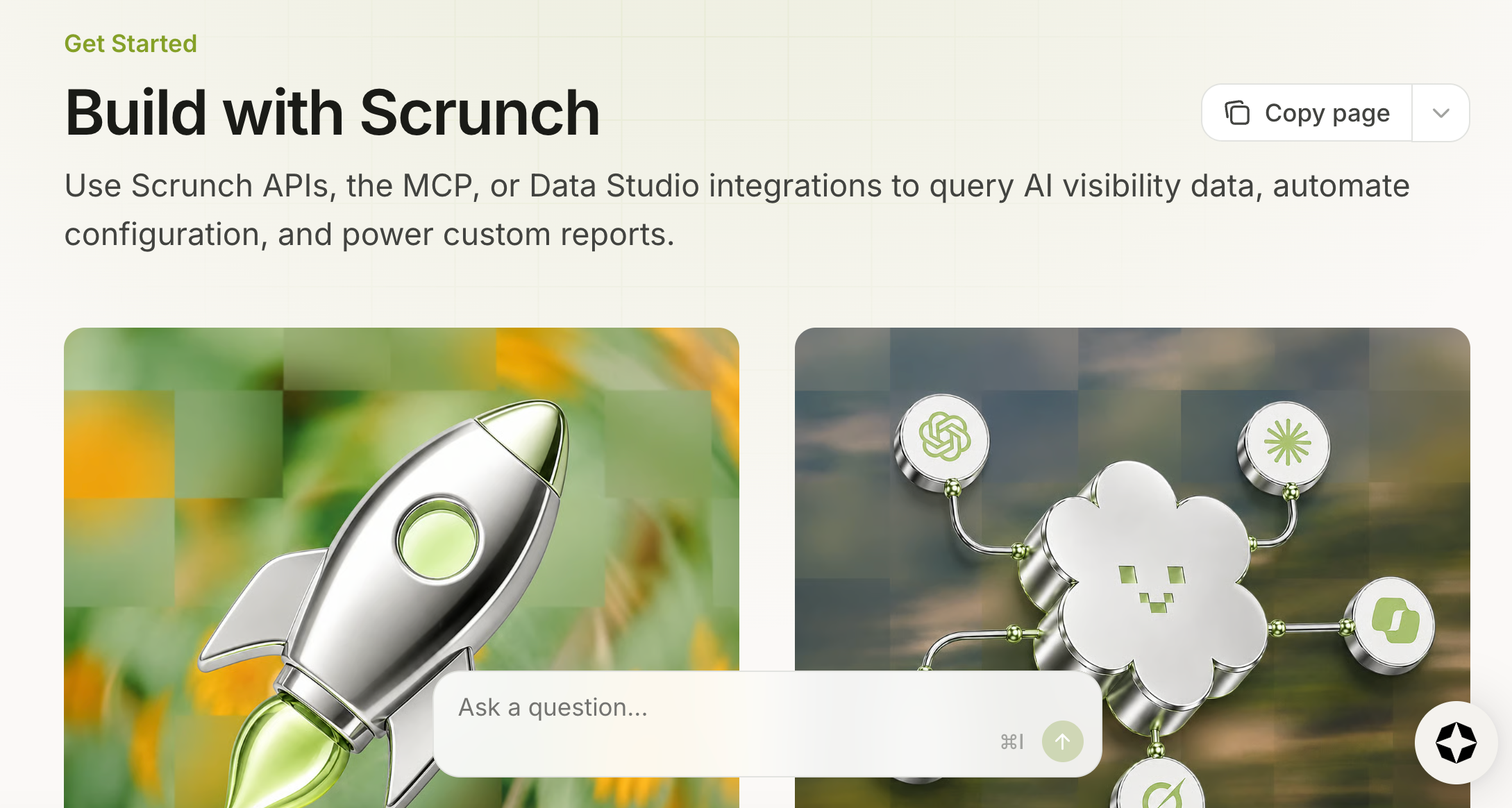 Image of APIs page on Scrunch website