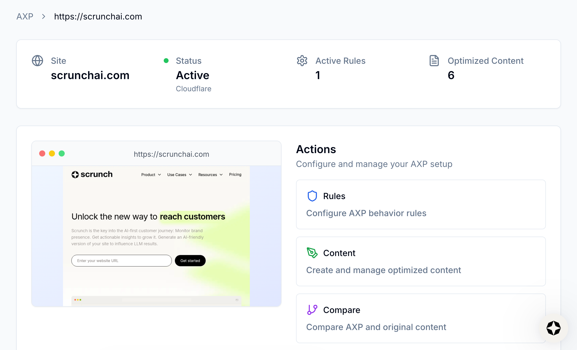 Image from AXP tab in Scrunch