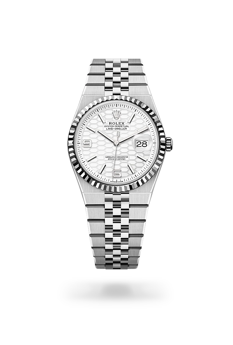 Rolex Land-Dweller 36, Oyster, 36 mm, acier Oystersteel et or gris | Château d'Ivoire