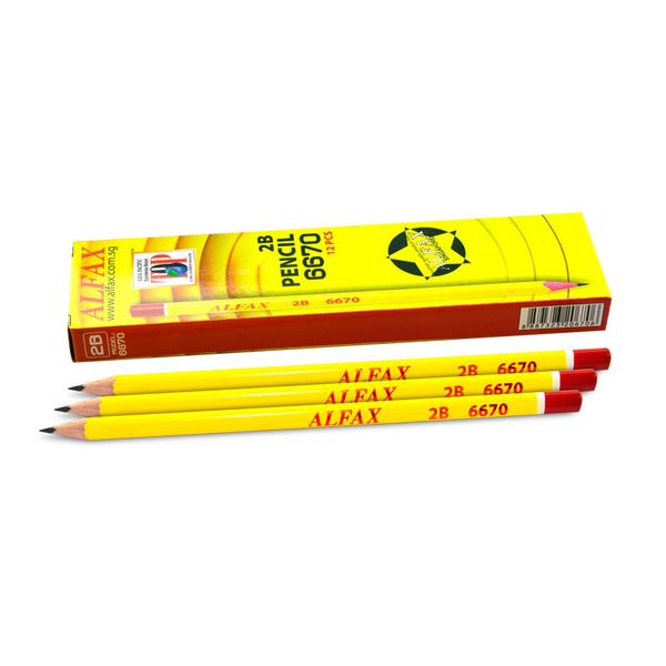 ALFAX Red Wood Triangle Pencil - 2B Box of 12's (6670)
