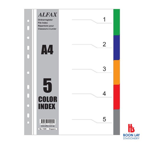 ALFAX PP Divider A4 - 5 Colours (1105)