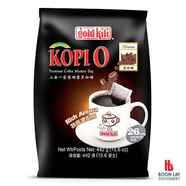 GOLD KILI 2-in-1 Kopi-O Premium Coffee - Rich Aroma (Sugar Added) - 17g x 26's