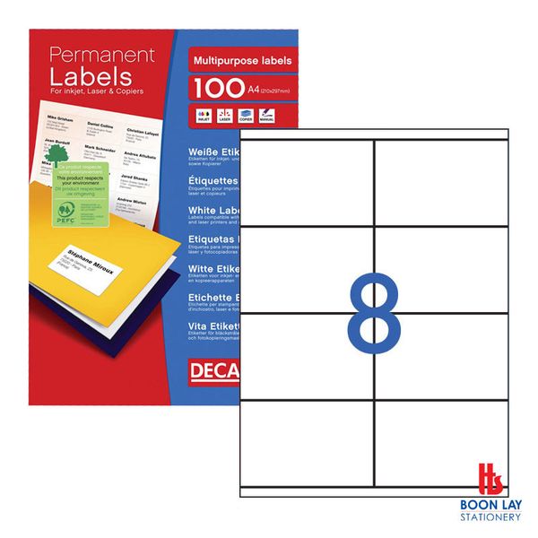 DECADRY White Labels 105x70mm - Box of 100's (DLW1785)