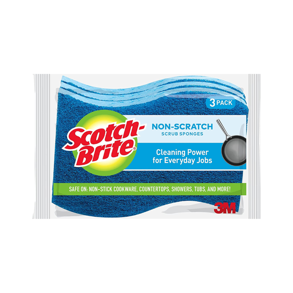 3M Scotch-Brite Non Scratch Scrub Sponges Blue - Pack of 3's (520-3)
