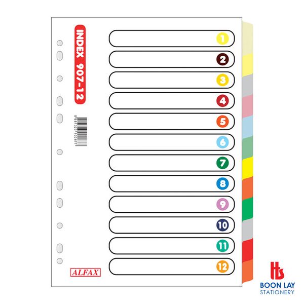 ALFAX Paper Divider 12 Colour A4 - Pack of 4's (907-12)