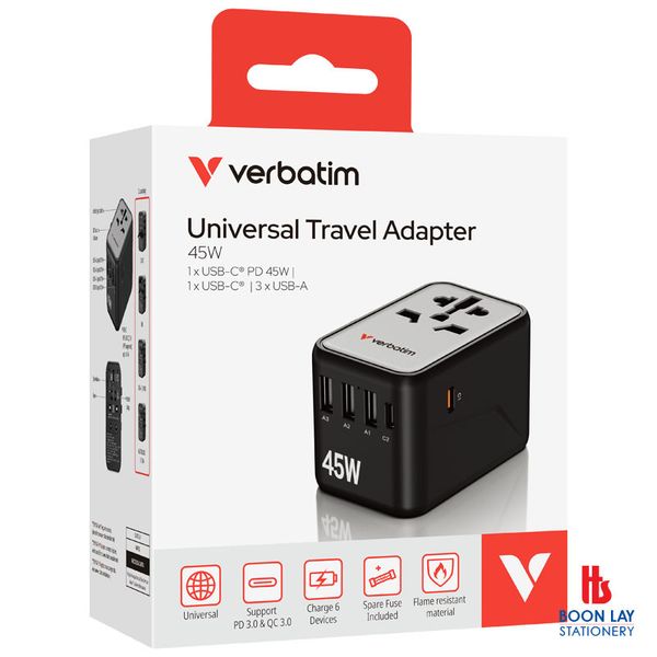 VERBATIM 5-Port Universal Travel Adapter 45W (32123)