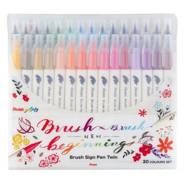 PENTEL Brush Sign Pen Twin - Set of 30 Colours (SESW30C-30E)