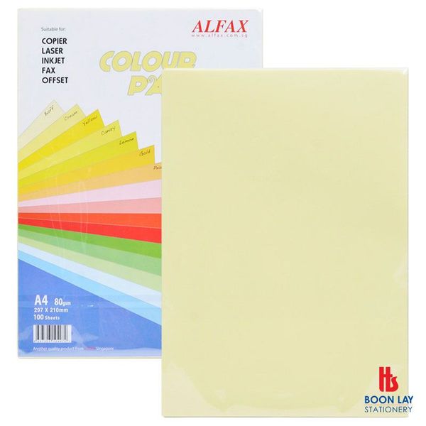 ALFAX Colour Paper 80gsm A4 Pastel - Pack 100 sheets