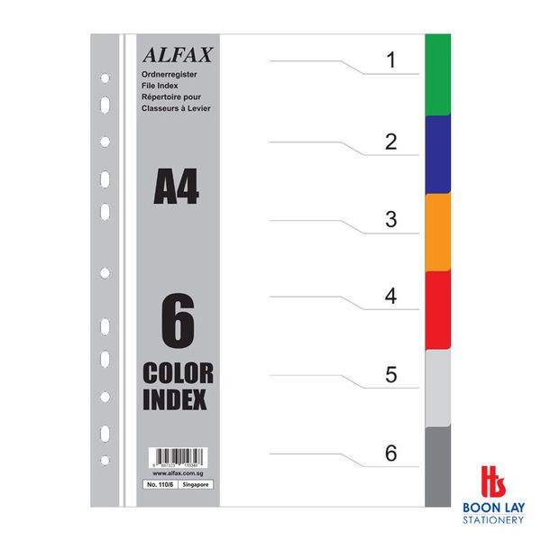 ALFAX PP Divider A4 - 6 Colours (1106)