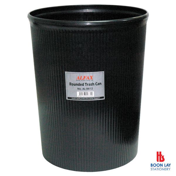 ALFAX Plastic Waste Bin Rounded - Black (AL8812)