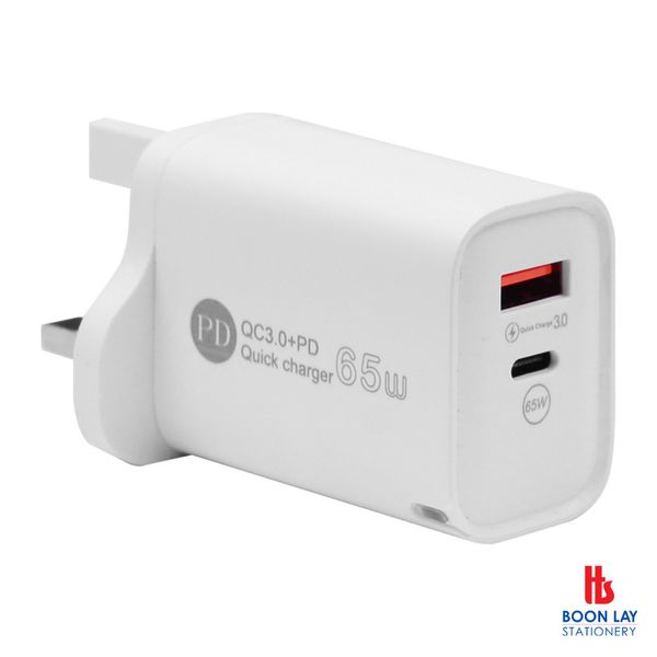 Quick Charges QC3.0 Adapter 65W USB+TypeC