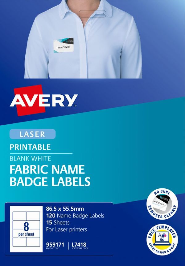 AVERY Fabric Name Badge Labels 86.5x55.5mm - Pack of 15's (L7418-15)