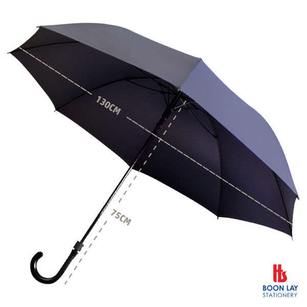 UV-Coated J Handle Umbrella 75cm - Navy Blue (3008)