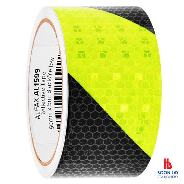 ALFAX Reflective Tape 50mmx5m - Black/Yellow (AL1599)