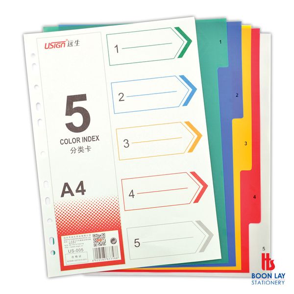 PP Divider A4 - 5 Colours (US005)