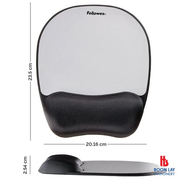FELLOWES Memory Foam Mouse Pad with Wrist Rest - Silver Fabric (9175801)
