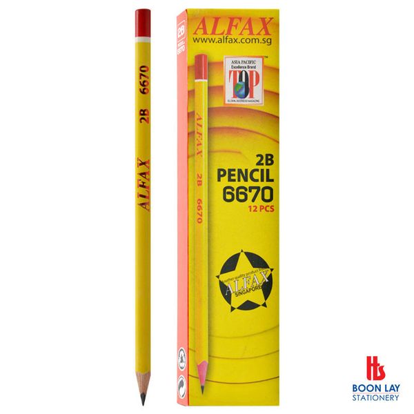 ALFAX Red Wood Triangle Pencil - 2B Box of 12's (6670)