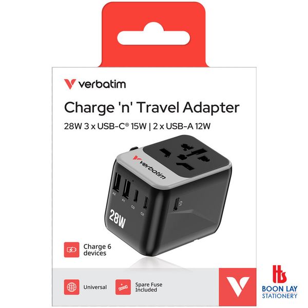 VERBATIM 5-Port Universal Travel Adapter 28W (32122)