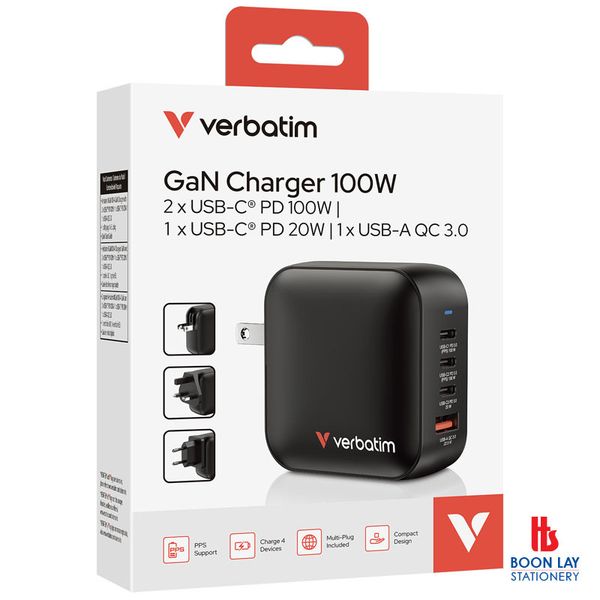 VERBATIM USB 4-Port Mini GaN Charger 100W MGaN100-4 (32231)