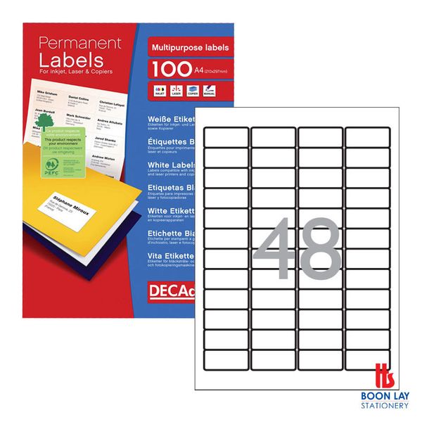 DECADRY White Labels 45.7x21.2mm - Box of 100's (DLW1736)