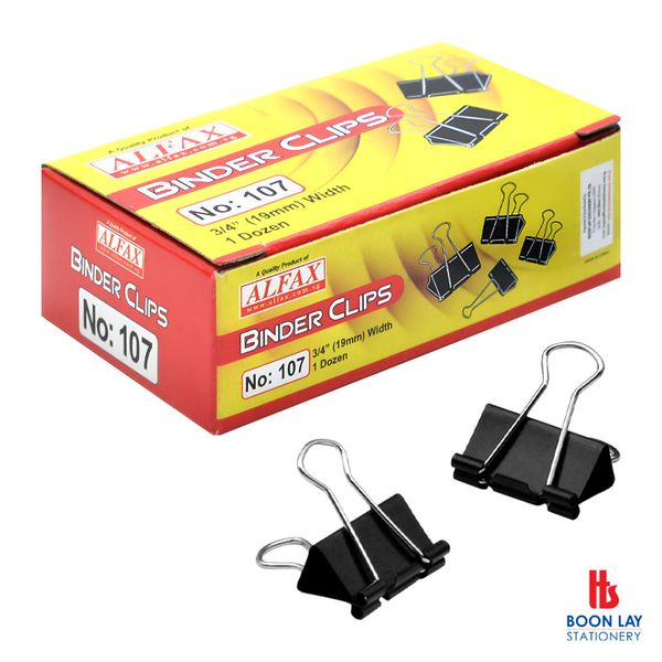 ALFAX Binder Clip 19mm - Box of 12's (107)