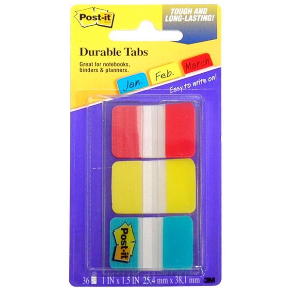 3M Post-It Durable Tabs 1"x1.5" (686-RYBT)