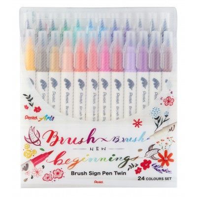 PENTEL Brush Sign Pen Twin - Set of 24 Colours (SESW30C-24E)