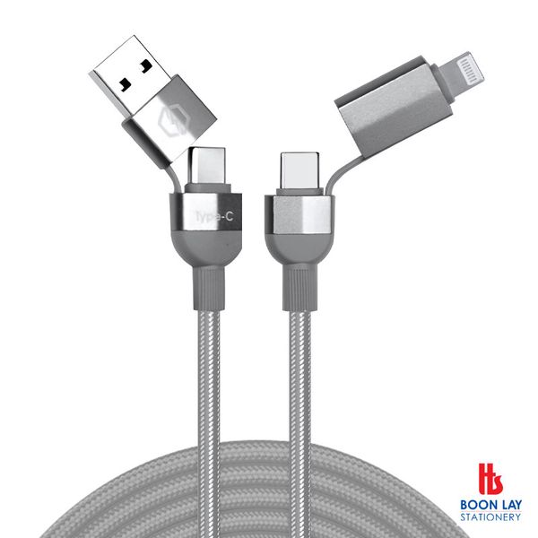 4-in-1 Magnetic Self-Winding High Power PD Type-C/USB/ 8pin Cable (1 meter)