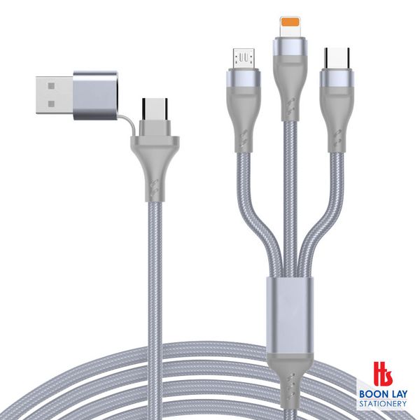 2 to 3 100W Fast Charging Cable U+C to M+L+C  (1.2 meter)