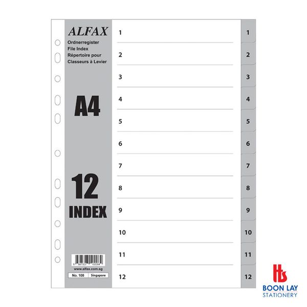 ALFAX PP Grey Divider 1-12 A4 (108)