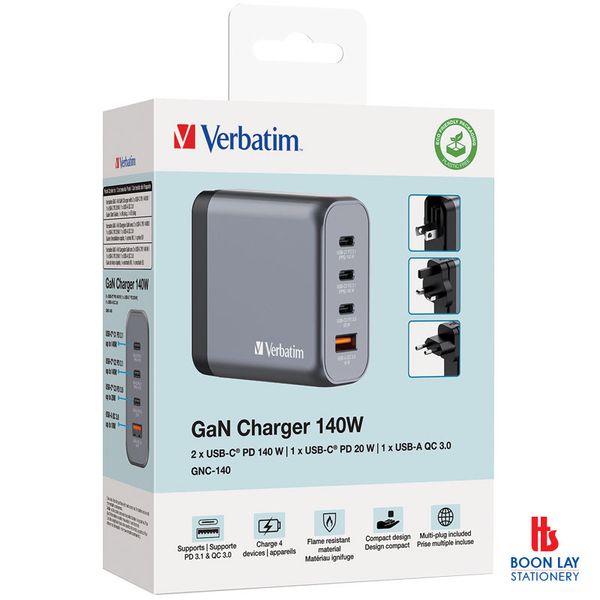 VERBATIM USB 4-Port GaN Charger 140W GNC-140 (32203)