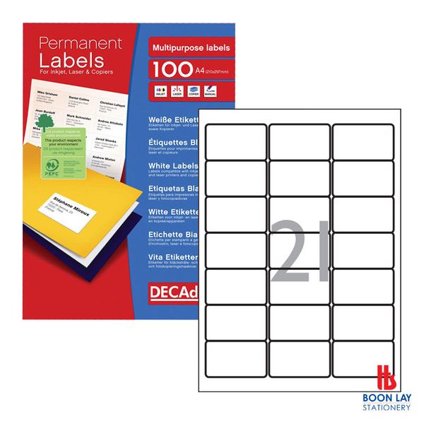 DECADRY White Labels 63.5x38.1mm 100's (DLW1731)