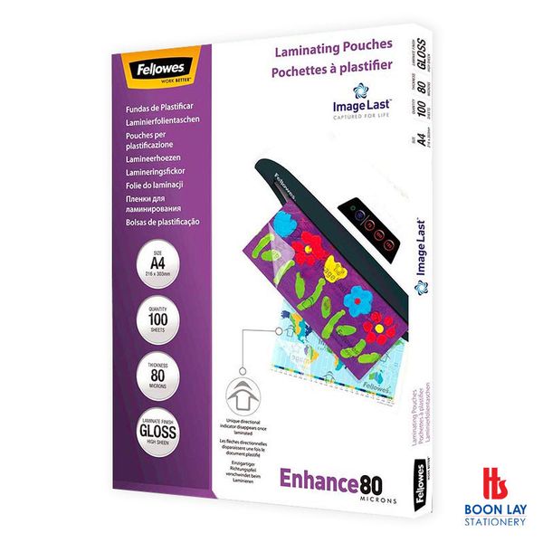 Fellowes 80MIC Laminating Pouch 100'S A4,Fellowes Laminating Pouch,Laminating Pouch,Micron Pouch,5306114,5306,Fellowes Laminating,Pouch Sheets A4 80,Laminating File