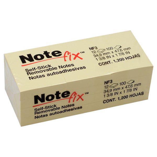 3M Post-it Note Fix 1.5"x2" Yellow - Pack of 12's (NF3)