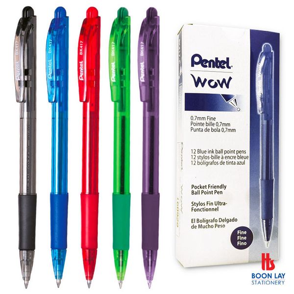 PENTEL Retractable BallPoint Pen 0.7mm - Box of 12's (BK417)