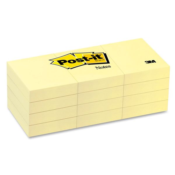 3M Post-it Notes 1.5"x2" Canary Yellow - Pack of 12's (653)
