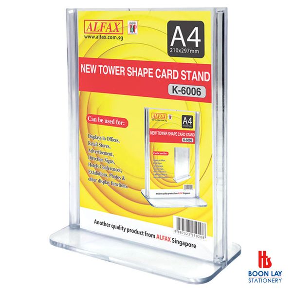 ALFAX Acrylic Card Stand Tower Shape A4 - Vertical (K6006)