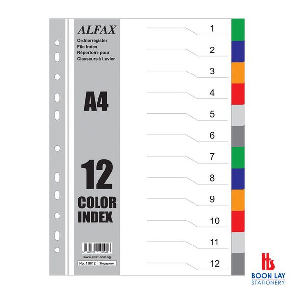 ALFAX PP Divider A4 - 12 Colours (11012)