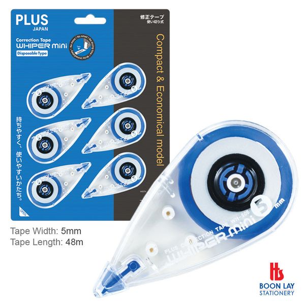 PLUS Whiper MR Correction Tape 5mmx8m - Pack of 6's (WH505-6P) 49217