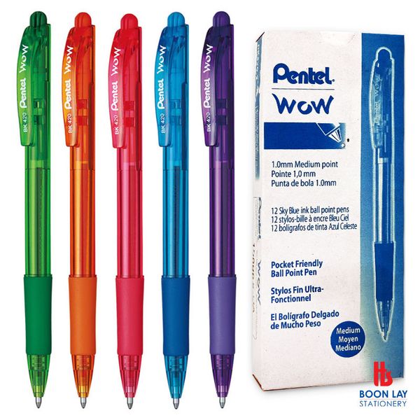 Pentel Ball Pen,Ball Pen,Wow Ball Pen,Pentel Wow,BK-420,Retractable Ball Pen,Pentel Pen,BK417,Writing Instruments,Pentel BK420,Pentel BK417