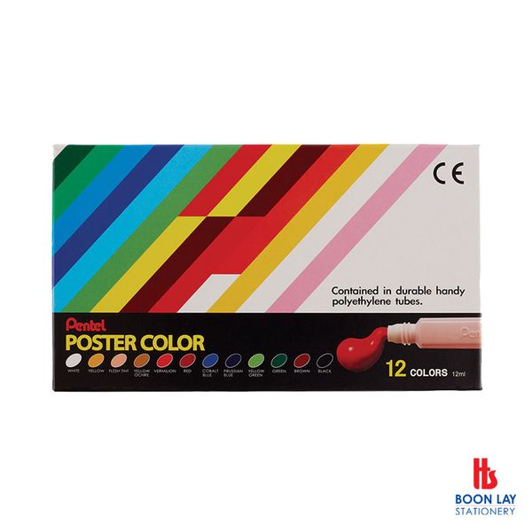 PENTEL  Poster Colour - 12 Colours (YNGP12)