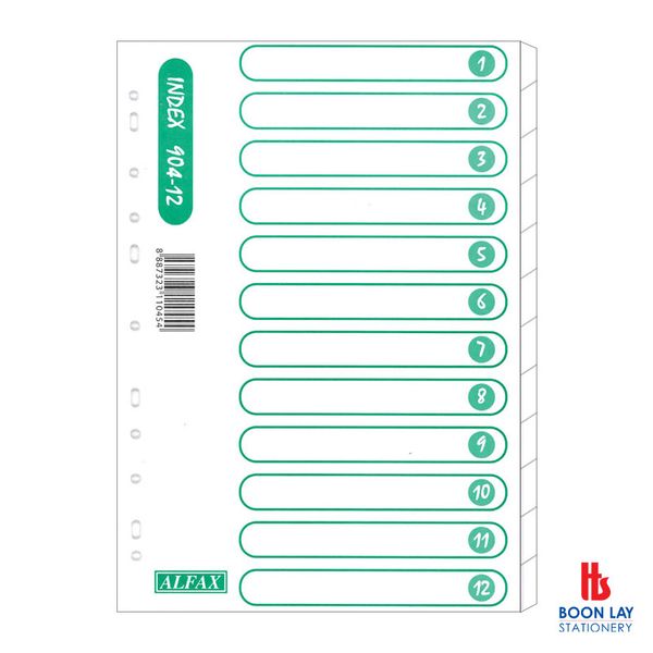 ALFAX Paper Divider 12 White A4 - Pack of 4's (904-12W)